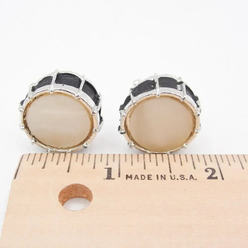 Vintage Snare Drum Cufflinks Jazz Rock Band Music Musician Mother of Pearl Black